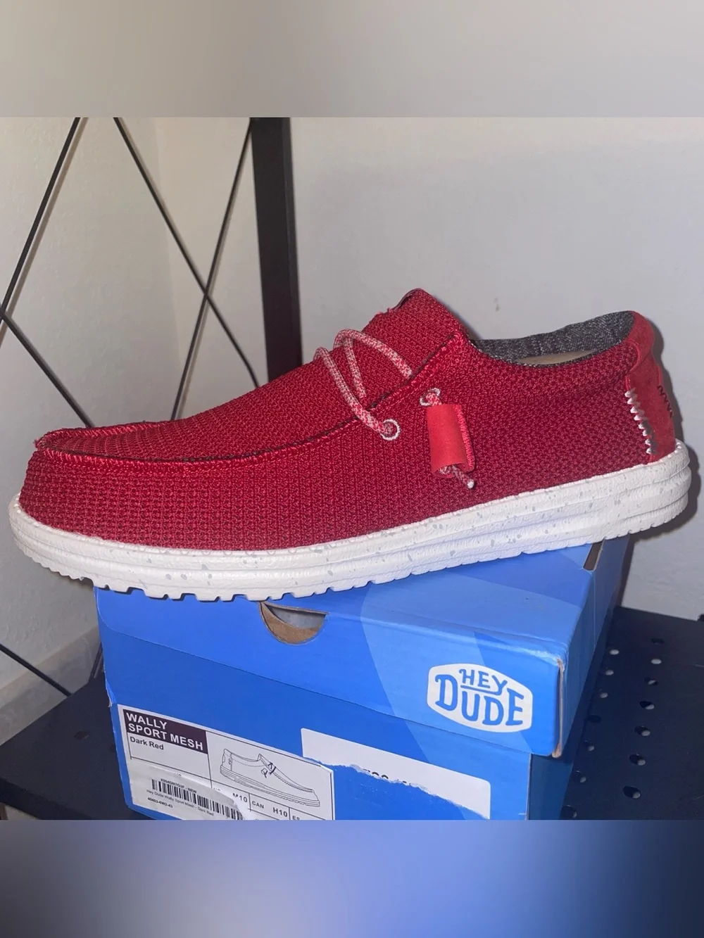 Hey Dude Men's Wally Sport Mesh Slip-On in Dark Red